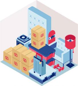 Illustration of a 10 by 10 storage unit interior that shows storage capacity