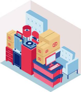 Illustration of a 10 by 15 storage unit interior that shows storage capacity
